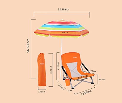 Beach Chair, Beach Chair And Umbrella, Folding Beach Chair, Beach Chairs For Adults, Low Beach Chair, Folding Chair With Umbrella, Camping Chair, Sillas De Playa (2-Pack Orange) #TOP2