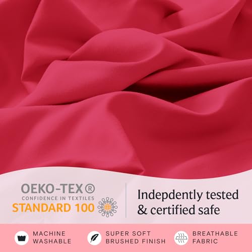Image of LuxClub 4 PC Sheet Set Bed Sheets Deep Pockets 16 inch Eco Friendly Wrinkle Free Cooling Machine Washable Hotel Bedding Silky Soft - Red Full