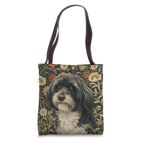 Bolso tote con diseño de perro Havanés negro y blanco miniatura 1