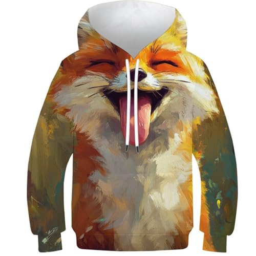 Sweat-shirt 3D renard joyeux enfant vêtement d'extérieur résistant au lavage