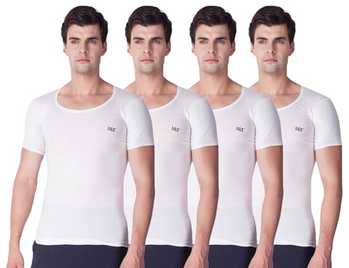 Image of LUX VENUS Super Combed Cotton Rib Round Neck Half Sleeve Vest for Men White