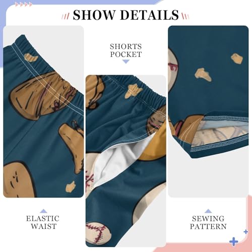 ZZXXB Cartoon Baseball Boys Long Pants Soft Trousers Elastic Waist Kids Lounge Bottoms with Pockets S-XL4