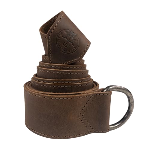Viking Belt for Men with Stitching, Renaissance Knight Belt, Half Ring Closure, LARPing, Full Grain Leather, Handmade Accessories, Bourbon Brown3