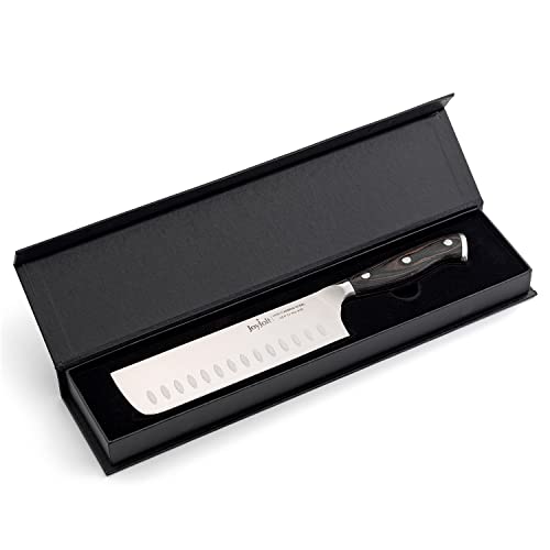 Joyjolt 7” Nakiri Knife. High Carbon X50 German Steel Kitchen Knife – Magnetic Gift Boxed Japanese Knife. #TOP1