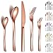 Berglander Ensemble de Couverts en Or Rose 30 pièces, fourchettes et cuillères Robustes en Acier Inoxydable plaqué cuivre Titane résistant à la Rouille, Lavable au Lave-Vaisselle