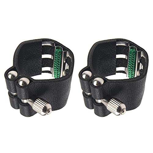 2Pcs Yootones Black Artificial Leather Saxophone Mouthpiece Sax Ligature Fastener Compatible with...
