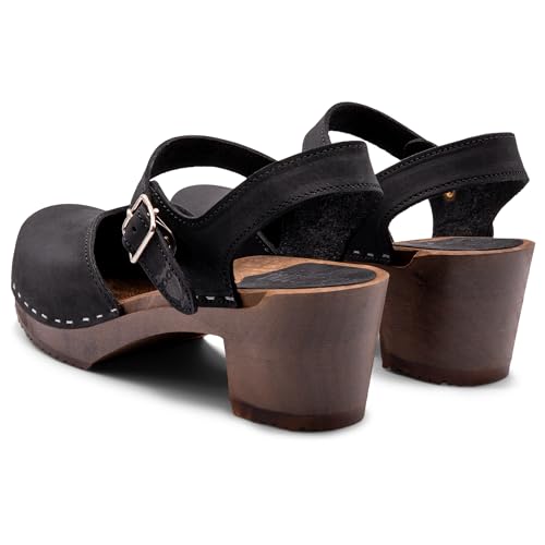 Image of Sandgrens Handmade Swedish Wood Clogs for Women, High Heel Sandal | Victoria
