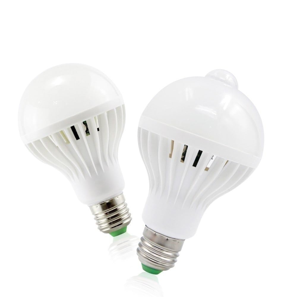 fengyan Casa bombillas, Paquete de 10, luz LED con sensor E27 AC220V bombilla nocturna escalera pasillo lámpara con sensor automático Familiar Lámpara(7W PIR Sensor)