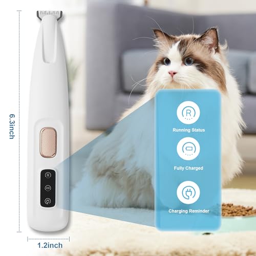 Haustierhaarschneider mit LED-Licht,PawTrim Pro Leise,Kabellos Haustier Rasierer Mit USB,Wiederaufladbar Pfotentrimmer,Wasserdichter,für Reparatur Hund, Katze, Füße, Ohren, Gesicht (F5-01)