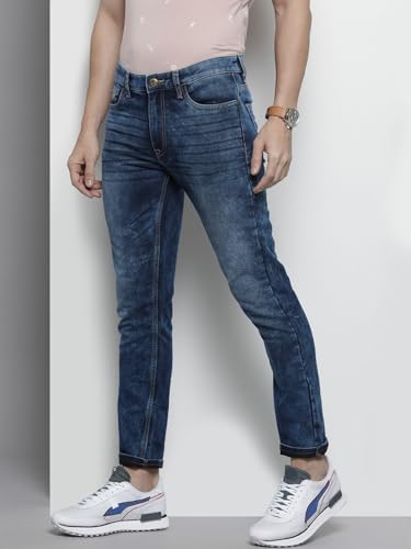 Image of The Indian Garage Co Men Slim Fit Paint Splash Mid-Rise Stretchable Jeans