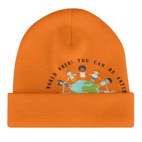 Unity Day - in A World Be Kind Kids Earth Anti Bullying Orange Kids Beanie Hat for for Girls Boys Children Cap Winter Knitted Chemo Cancer Headwear Accessories Gifts Decoration4
