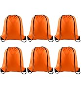 PLULON 6 Pcs Drawstring Bags Bulk Orange Drawstring Backpack String Backpack Cinch Sack Sport Gym...