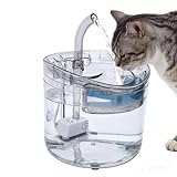 Fabater Katzenwasserbrunnen, 2 L Transparenter Haustierwasserbrunnen mit Intelligenter Sensorik und Filterbox, USB- und Solarbetriebene Katzenbrunnen Zum Trinken, Wassernapfspender