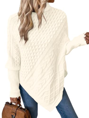 ZAFUL Women's Asymmetrical Turtleneck Poncho...