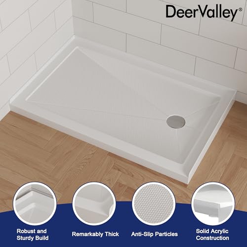 Image of DeerValley 48 inchL X 30 inchW Right Drain Shower Base in White