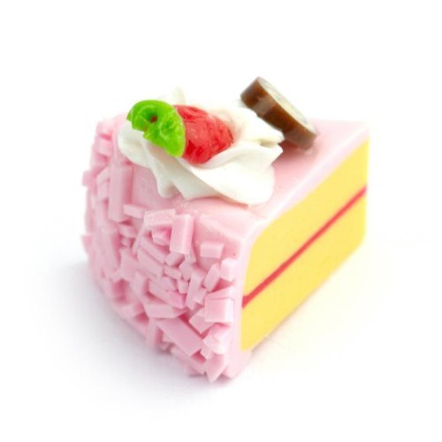 MyTinyWorld 2 x Dolls House Miniature Light Pink Iced Hand Made Individual Cake Slices