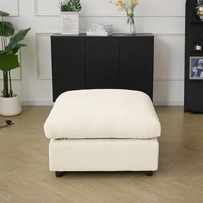 Beige Upholstered Footstool
