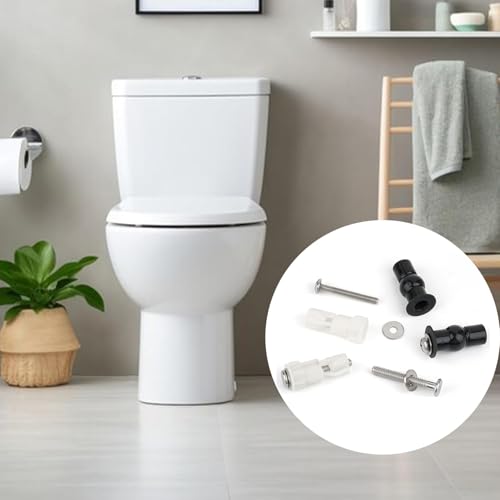 WC-Sitz Befestigungsset, 8-teilig, Toilettensitz-Schrauben mit Schraubendreher, Schwarz und Weiß