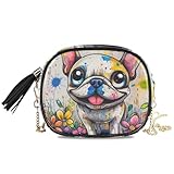 KLL Bolso bandolera estilo francés para mujer, con ranuras para tarjetas de crédito, color negro, fecha