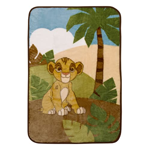 Image of Disney Lion King Urban Jungle Luxury Plush Throw Blanket, Tan/Brown/Green/Ivory, 30x45 Inch (Pack of 1)
