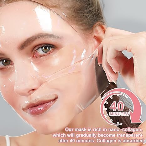 Image of Collagen Face Masks - Deep Hydrating & Firming Overnight Hydrogel Mask, Anti-Wrinkle Lifting, Real Collagen Infused for Plump Skin, Skin Treatment Mask (4 pcs)