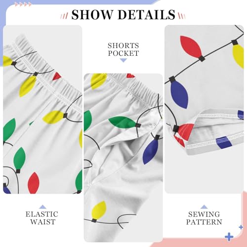 ZZXXB Xmas Colorful Light Bulb Boys Long Pants Soft Trousers Elastic Waist Kids Lounge Bottoms with Pockets S-XL4