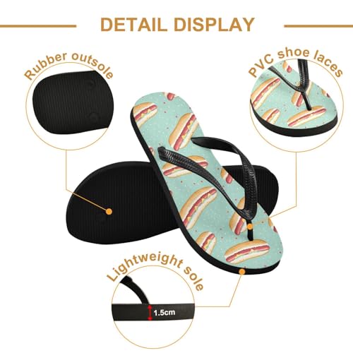 Flip Flop Sandals Cartoon Hotdogs Print for Casual Summer Men and Women for Beach Outdoor XS3