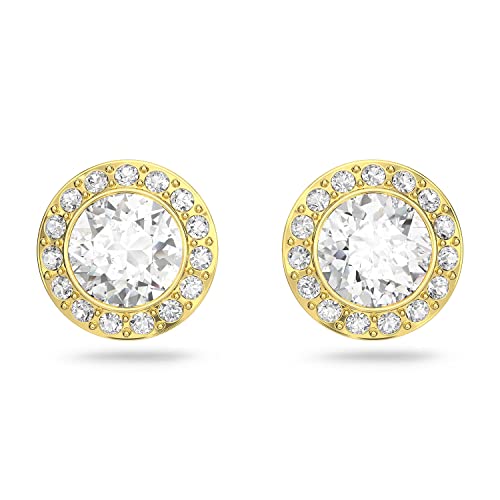 Preisvergleich Produktbild SWAROVSKI Angelic Collection Angelic Damenohrringe, runde Ohrstecker, weiße Kristalle, Gold-Ton
