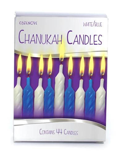 Cazenove 44 traditionelle Chanukka-Kerzen, 10 cm, Blau und Weiß