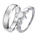 Epinki Anillo Pareja Acero, Anillo 6MM Corazón Pulido Plata con Circonita Blanco Anillos de Compromiso Joyas Mujer Talla 12 & Hombre Talla 25