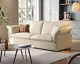 86' Cloud Couch, 23.6' Deep Seat Sofa, Extra Wide 3 Seater Couches, Comfy Pillow-Top Armrest, High Back Design, Easy Assembly, Modern Linen Fabric Sofa for Living Room, Office, Beige