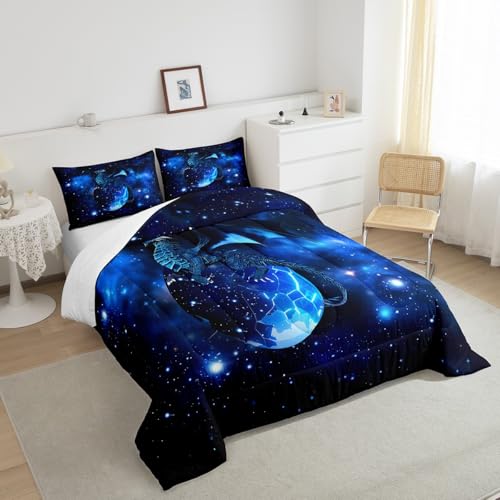 Image of Feelyou Galaxy Dragon Bedding Set Queen Size for Boys Children Teens