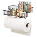 Produktbild mDesign Küchenrollenhalter  hochwertiger Papierrollenhalter mit integriertem Gewürzregal aus Metall  praktischer Küchenhelfer zur Wandmontage  bronzefarben