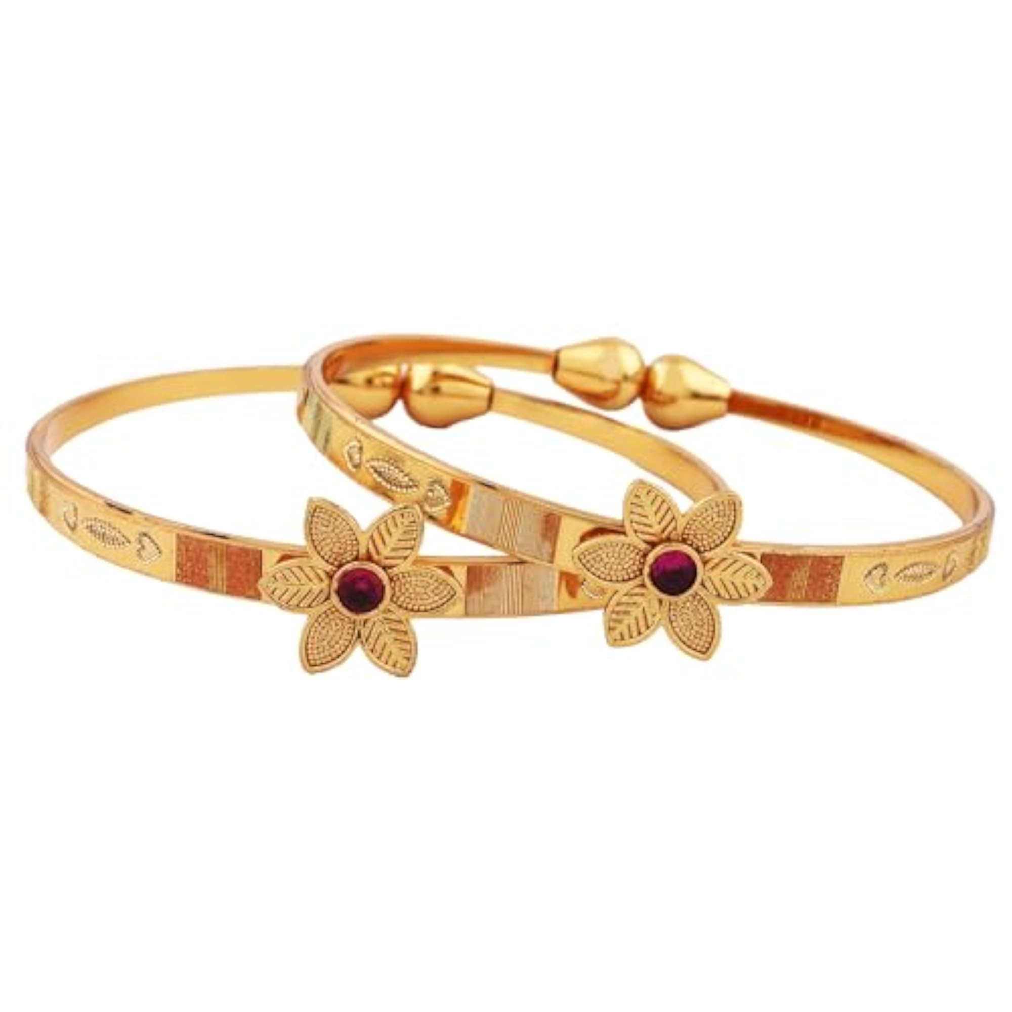 Set Of 2 Traditional 18k Plated Adjustable Bangles