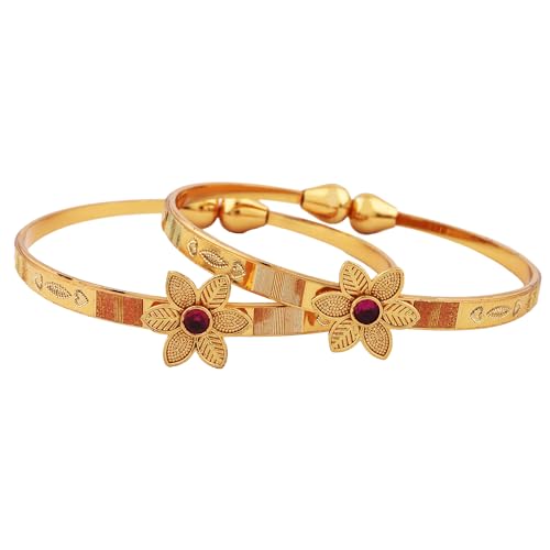 Set Of 2 Traditional 18k Plated Adjustable Bangles