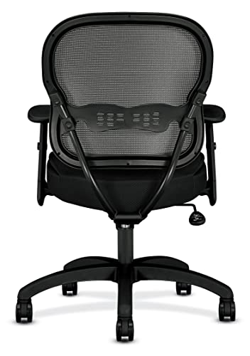 Hon Wave Office Chair Mid Back Mesh Ergonomic Computer Desk Chair - Adjustable Arms, Lumbar Support, Synchro-Tilt Tension Angle Lock Recline, Comfortable Cushion, 360 Swivel Rolling Wheels - Black #TOP5