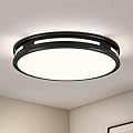 Peblto Dimmable LED Flush Mount Ceiling Lights, Modern Matte Black 5CCT 2700K~6000K Hallway Lighting Fixtures, Low Profile Round Ceiling Lamp for Bedroom, Laundry Room, Kitchen (11.8 inch, Black)