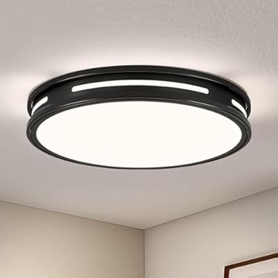 Peblto Dimmable LED Flush Mount Ceiling Lights, Modern Matte Black 5CCT 2700K~6000K Hallway Lighting Fixtures, Low Profile Round Ceiling Lamp for Bedroom, Laundry Room, Kitchen (11.8 inch, Black)