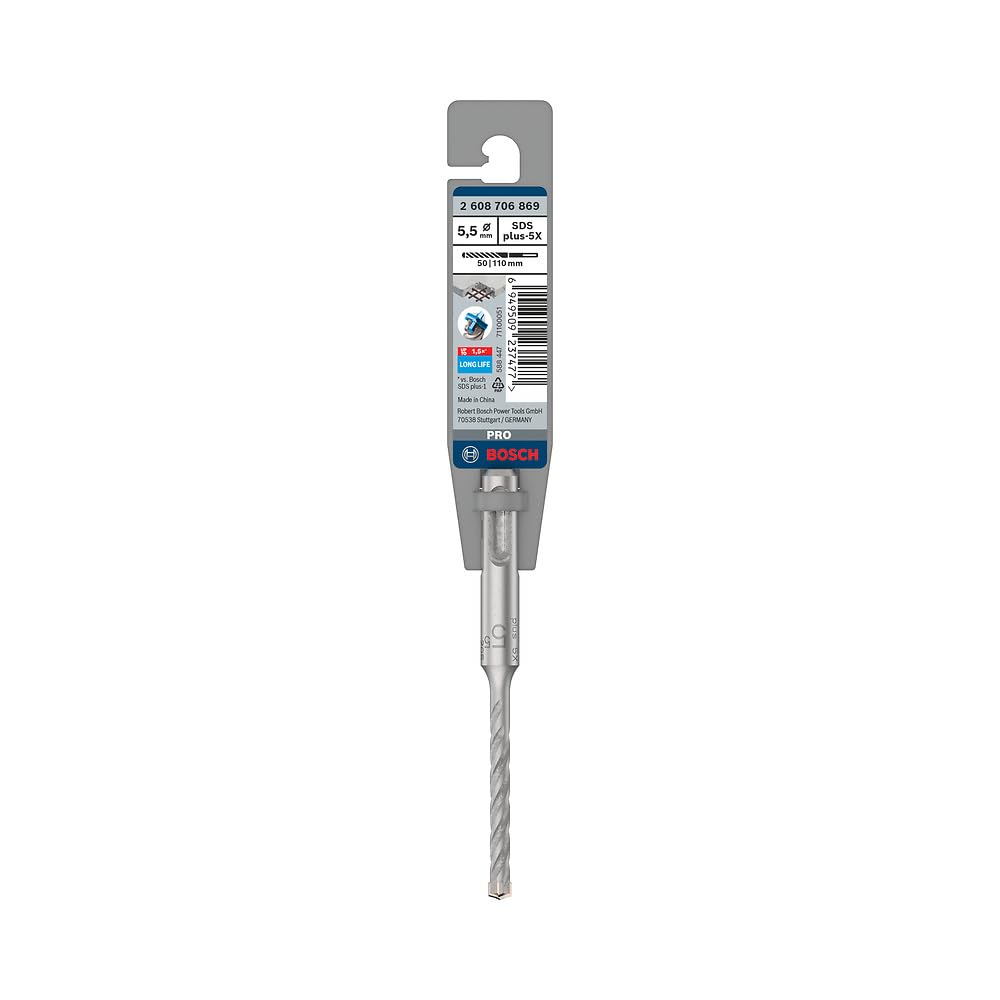 Bosch 1x PRO SDS plus-5X Kırıcı Delici Delme Ucu (Donatılı Beton, Beton, Ø 5,50 mm, Professional Aksesuar Kırıcı Delici)