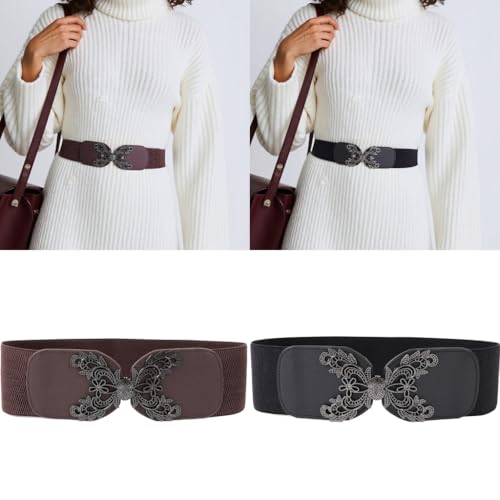 Elastic Waist Belt Elegant Waistband Wide Waist Sash with Unique Flower Accent for Both Formal and Casual Daily2