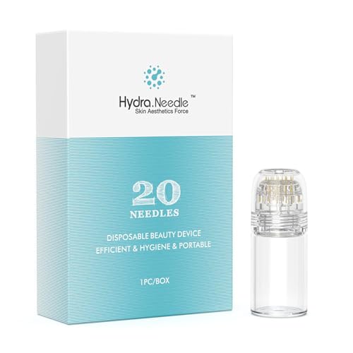 Hydra Derma Roller Micro Titane 20 Broches 0,5 mm, Rouleau à Aiguilles SANS SÉRUM pour le Soin Anti-âge de la Peau, la Stimulation de la Pousse des Lèvres, des Cheveux et de la Barbe
