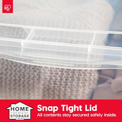 Image of IRIS USA 12-Pack Storage Bins with Lids, 68 Quart, Clear Stackable Containers Box Organize Shoes Closet Shelves Clothes Blankets Towels - BPA-Free Plastic