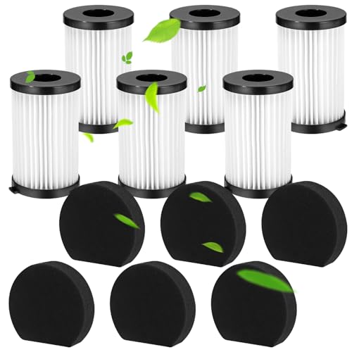 12 Filtros De Cartucho, Filtro Hepa para MooSoo D600, Incluye 6 Filtros y 6 Filtros de Espuma, Filtro de Repuesto Lavables y Reutilizables, Filtro Hepa Compatible con Aspiradoras MooSoo D600