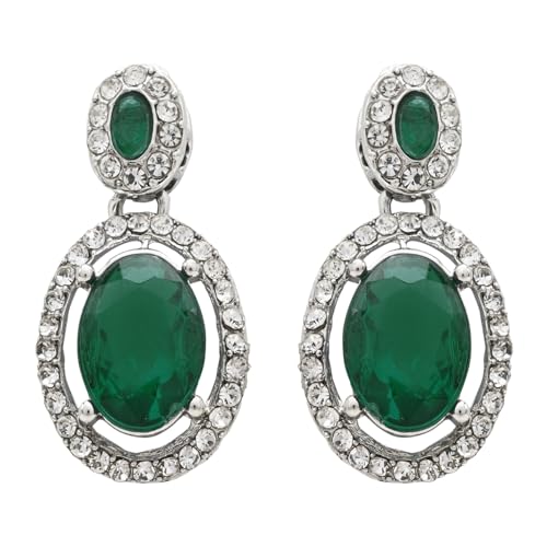 Image of I Jewels Silver Plated Stylish Design Crystal Diamond Necklace With Earrings & Maang Tikka Jewellery Set for Women