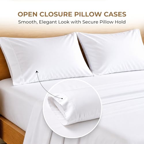 Image of SGI bedding 100% Egyptian Cotton Sheets Twin Size - 600 Thread Count Sheets Set, Soft, Cooling, 15 inch Deep Pocket, Luxury Hotel Bedding, Breathable, Durable - White