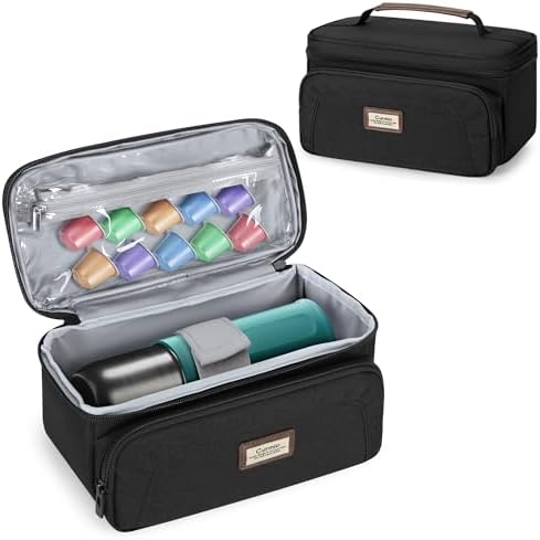 CURMIO Carrying Case Compatible with OutIn Nano/WACACO Minipresso GR/AeroPress Go/Meseto Electric Espresso Machine, Portable Camping Coffee Maker Travel Bag for Capsules and Accessories, Black