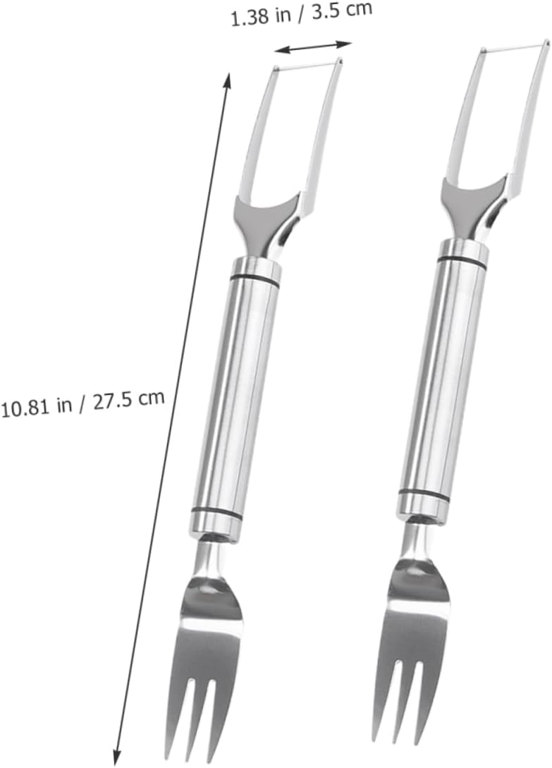 ABOOFAN 2pcs Watermelon Slicer Fork Set Stainless Steel Fruit Chopper Multifunctional Kitchen Tool