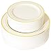 WDF 102 pieces Gold Plastic Plates- Ivory with Gold Rim Disposable Party Wedding Plates,Premium Heavy Duty 51-10.25" Dinner Plates and 51-7.5" Salad Plates