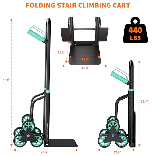 Carretilla de escalera resistente 440 lb con mango telescópico miniatura 5