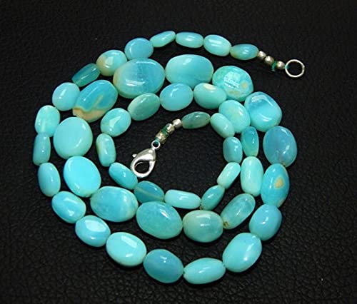 Perles opaline bleue du Pérou minéraux ovales lisses 6x9-11x15mm pour création bijoux DIY